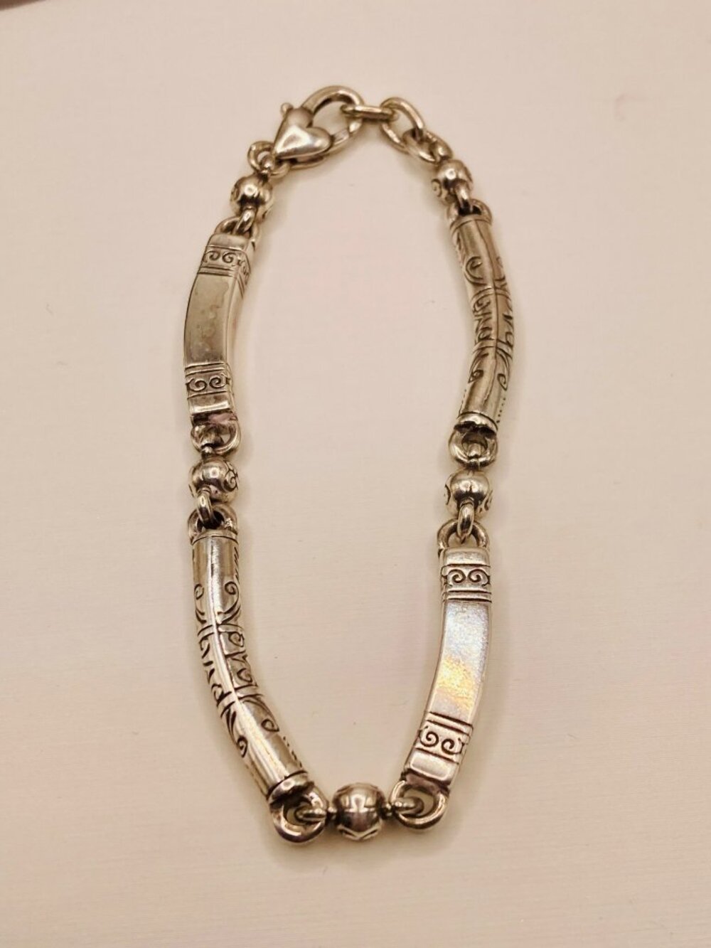 Brighton Retired Marrakesh Link Engraved Bar Bracelet -50B